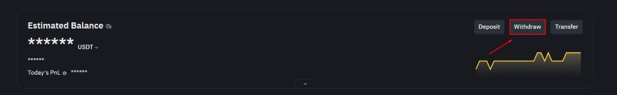 How to turn crypto into cash: a red arrow pointing to the withdraw button.