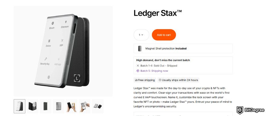 How to turn crypto into cash: Ledger Stax device.