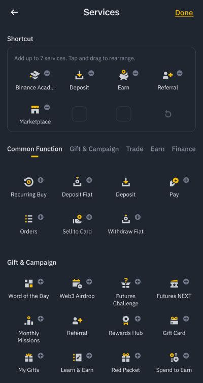 How to use Apple Pay on Binance: organising shortcuts on the mobile app.