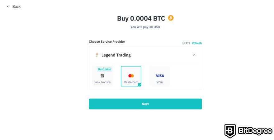 How to use BitMart exchange: MasterCard via Legend Trading.