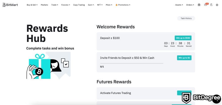 How to use BitMart exchange: Rewards Hub.