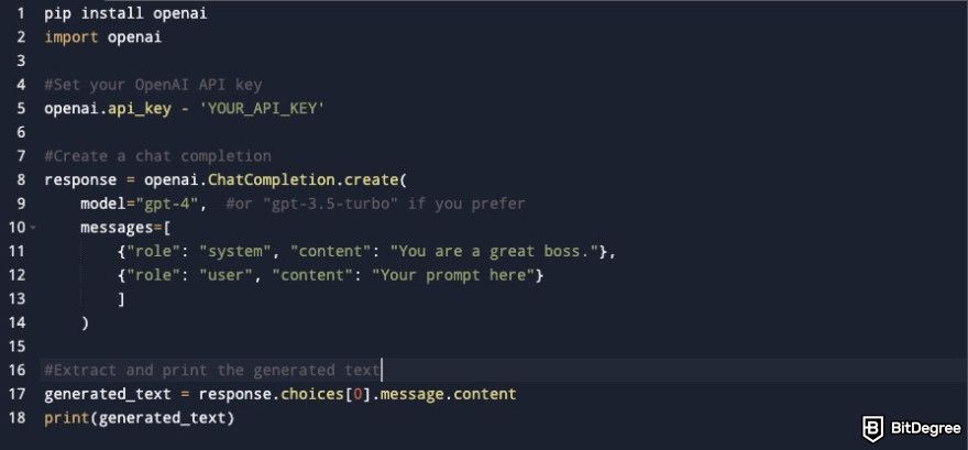 How to use ChatGPT API: extracting the relevant field.