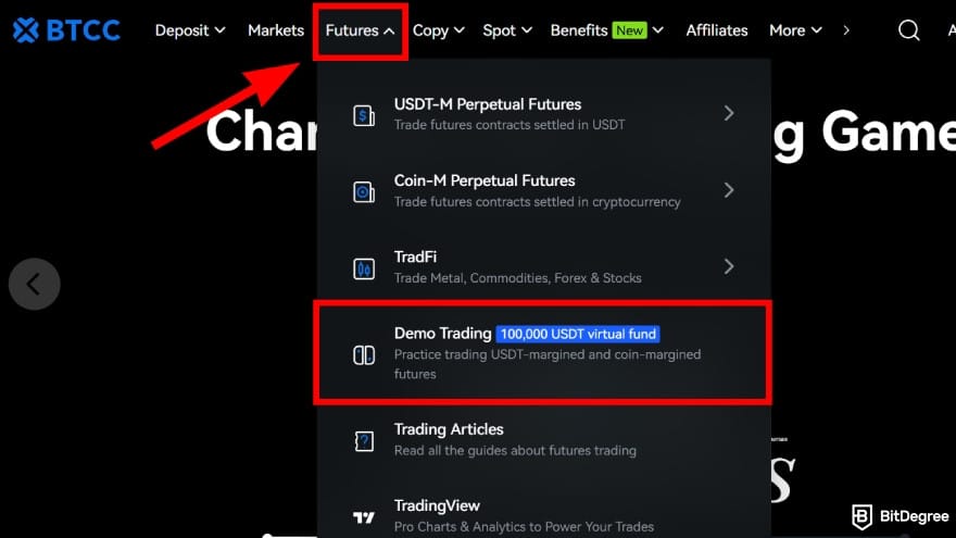 How to use crypto exchange for beginners: access demo trading.