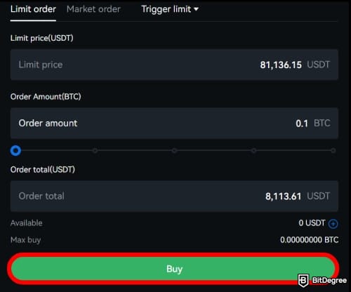 How to use crypto exchange for beginners: order details.