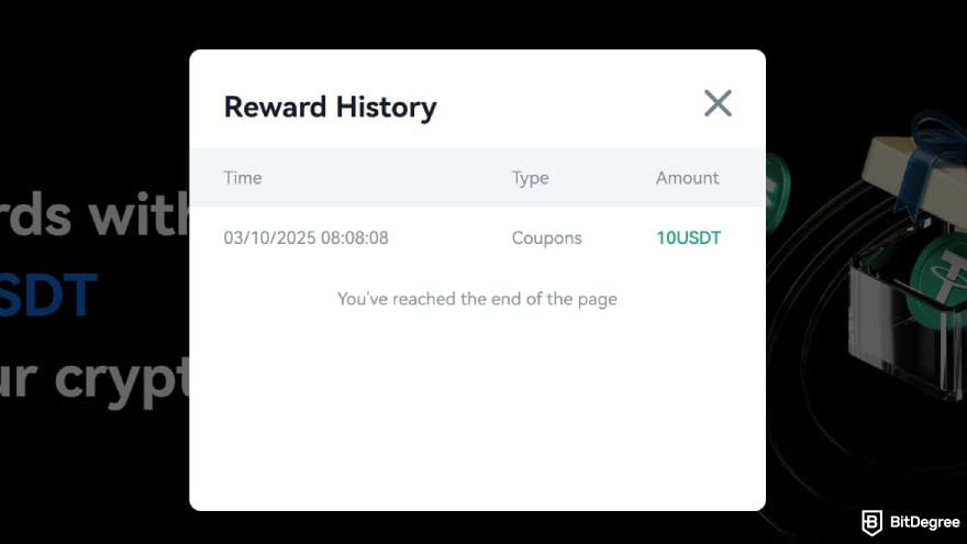 How to use crypto exchange for beginners: reward history.