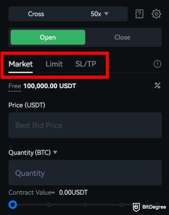 How to use crypto exchange for beginners: choose order type.