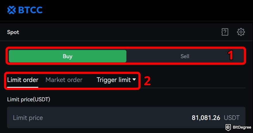 How to use crypto exchange for beginners: select the direction and the order.