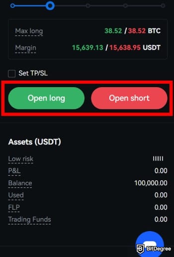 How to use crypto exchange for beginners: open long or short.