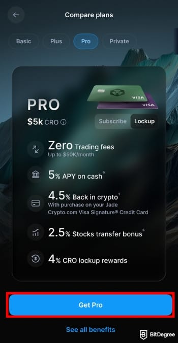 How to use Crypto.com Level Up program: choose your plan.