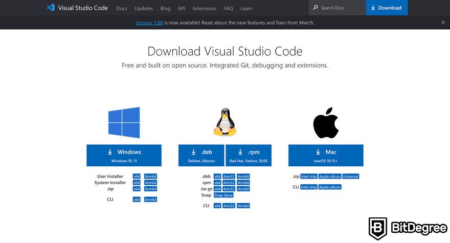 How to use GitHub Copilot: VS code download page.