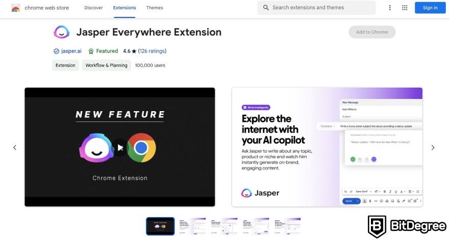 How to use Jasper AI: Jasper extension on Chrome web store.