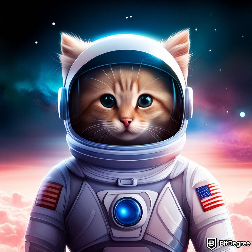 How to use Jasper AI: An image generated with Jasper displaying a kitten with a space suit.