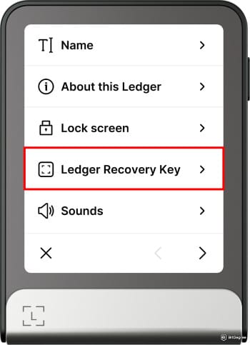 How to use Ledger Recovery Key: navigate to the Ledger Recovery Key setting.