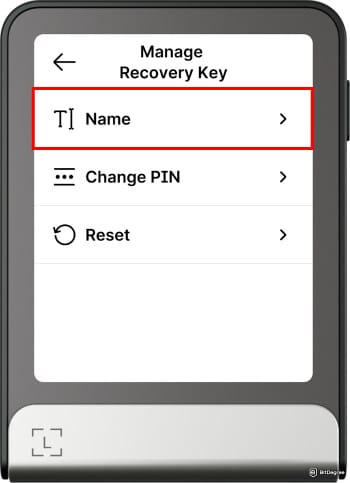 How to use Ledger Recovery Key: select the name option.