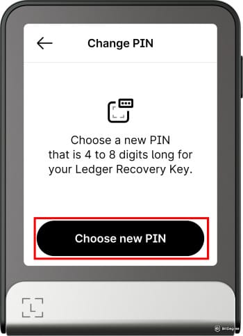 How to use Ledger Recovery Key: choose a new PIN.