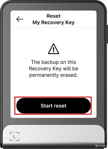 How to use Ledger Recovery Key: start the reset process.