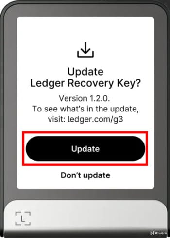 How to use Ledger Recovery Key: tap the update option.
