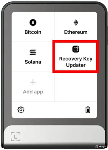 How to use Ledger Recovery Key: select the key updater.