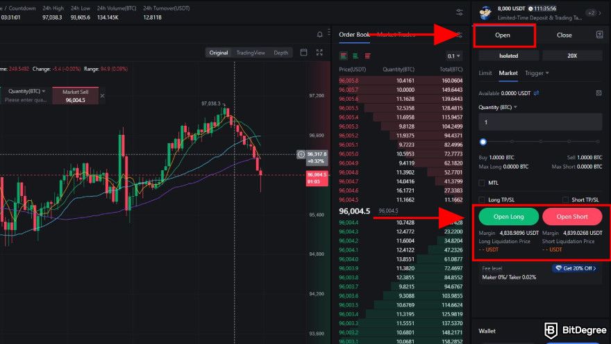 How to use MEXC: adjust the open position.