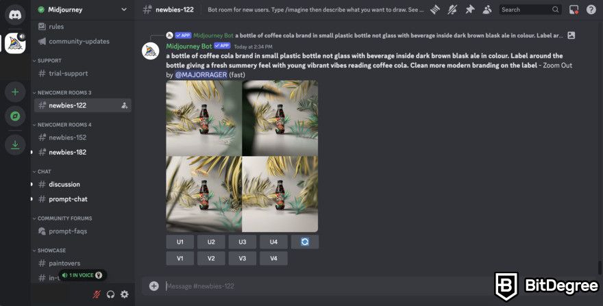 How to use Midjourney: Midjourney Discord server.