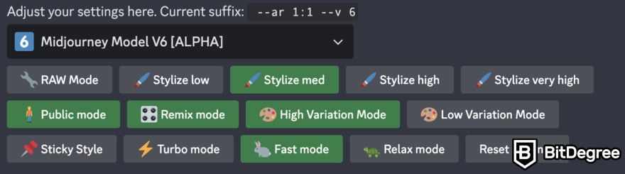 How to use Midjourney: Midjourney settings.