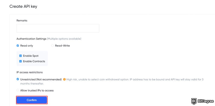 How to use Toobit: configure your API key settings.