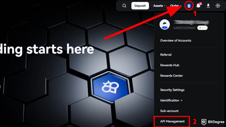 How to use Toobit: access the API Management page.