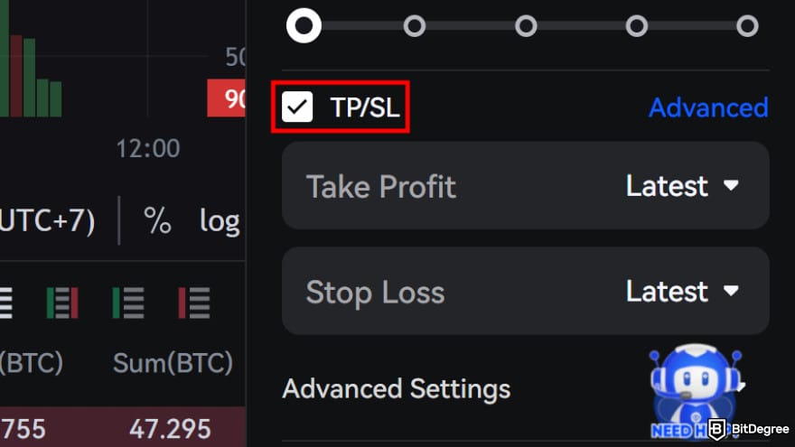 How to use Toobit: set take profit and stop loss setting.