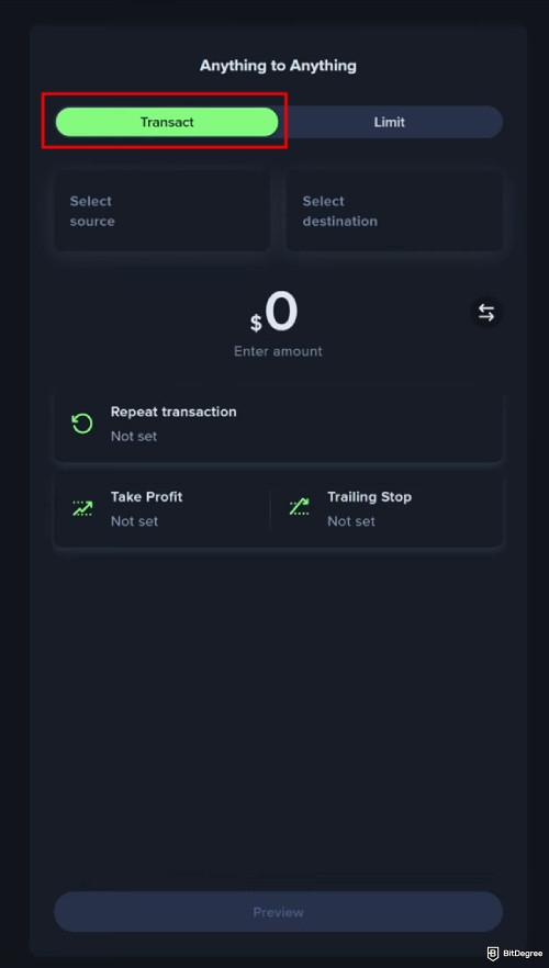 How to use Uphold: go to the transaction section.