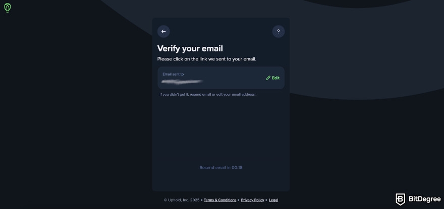 How to use Uphold: verify your email.