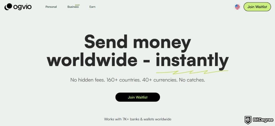 How to wire money: Ogvio's homepage.