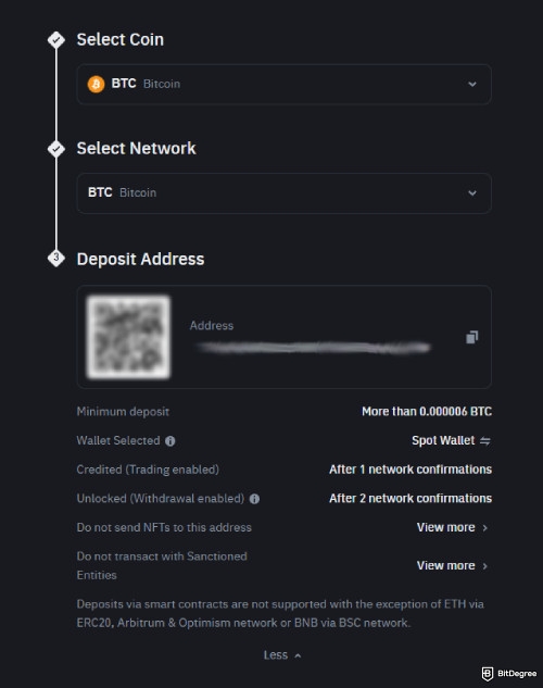 How to withdraw crypto from Uphold: copy the exchange deposit address.