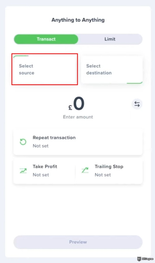 How to withdraw crypto from Uphold: choose select source.