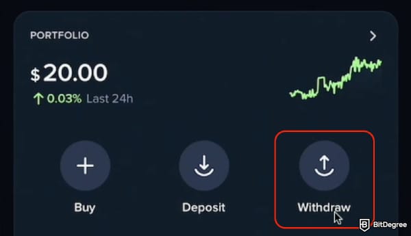 How to withdraw crypto from Uphold: the [Withdraw] button on Uphold.
