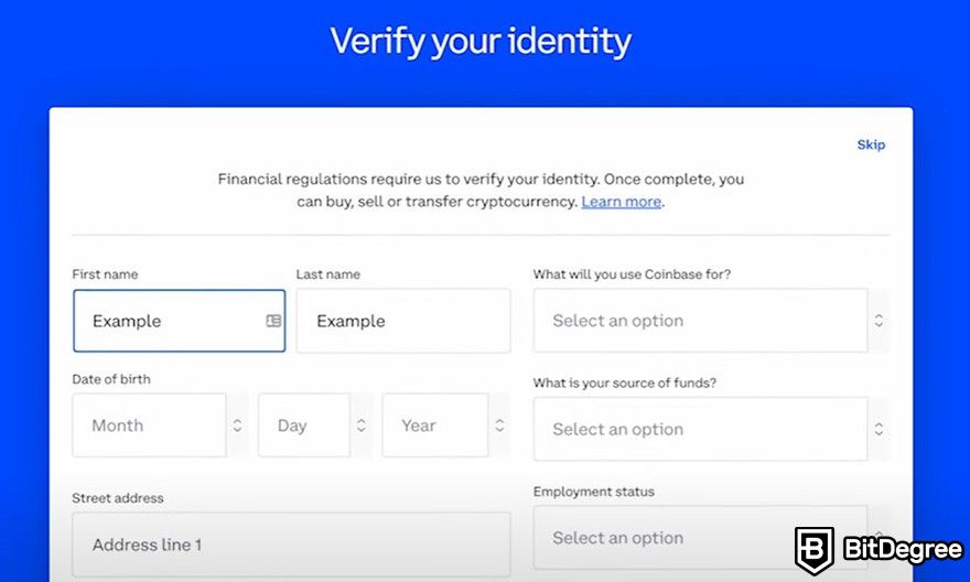 How to withdraw from coinbase: Verifying identity.