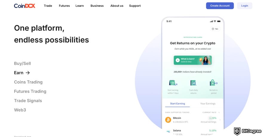 How to withdraw from KuCoin in India: CoinDCX homepage.