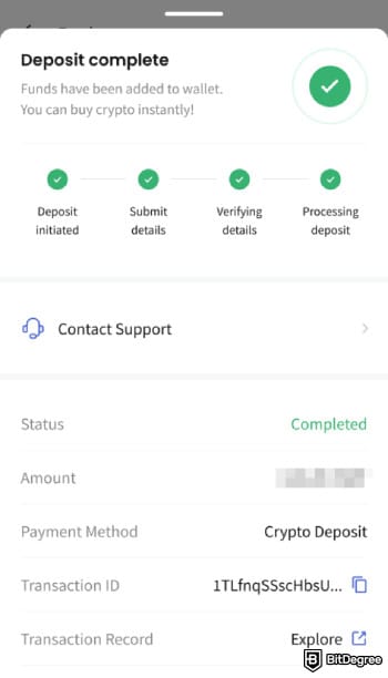 How to withdraw from KuCoin in India: CoinDCX deposit complete page.
