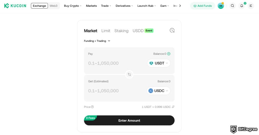 How to withdraw from KuCoin in India: KuCoin convert page.
