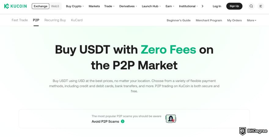 How to withdraw from KuCoin in India: KuCoin P2P page.