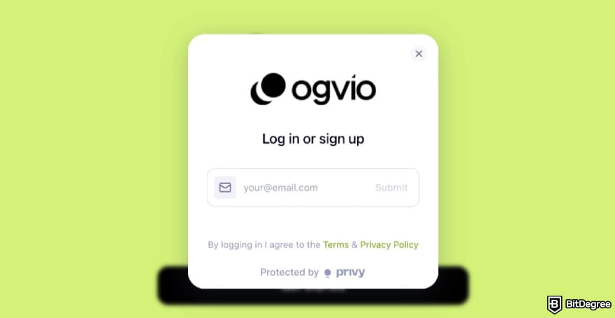 How to withdraw from KuCoin in India: Ogvio sign up page.