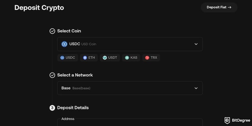 How to withdraw from KuCoin to Nigeria bank: the Deposit Crypto page on KuCoin.