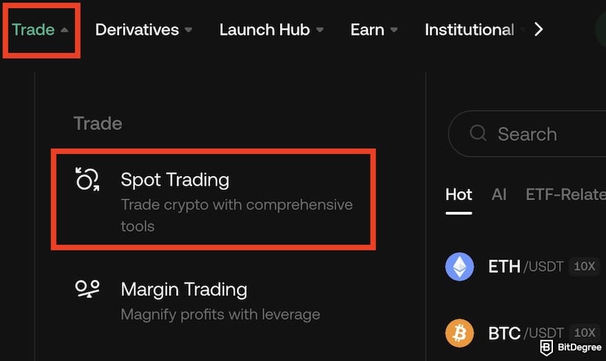 How to withdraw from KuCoin to Nigeria bank: the [Spot Trading] menu on KuCoin.