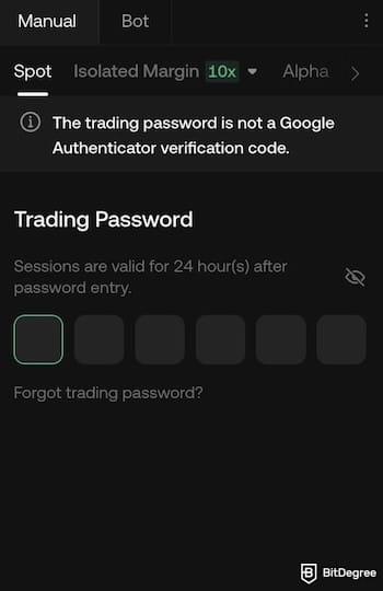How to withdraw from KuCoin to Nigeria bank: entering a trading password.