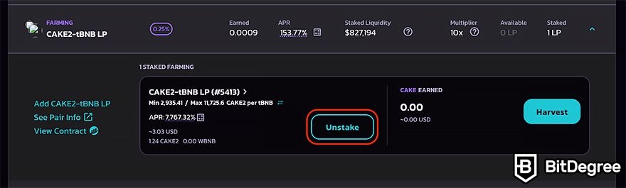 How to withdraw from PancakeSwap: 