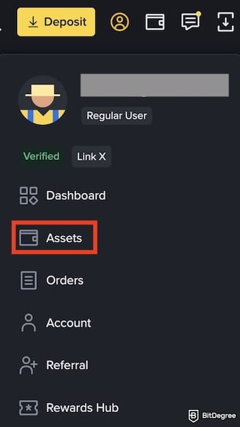 How to withdraw from Phantom Wallet: the [Assets] menu highlighted on Binance.