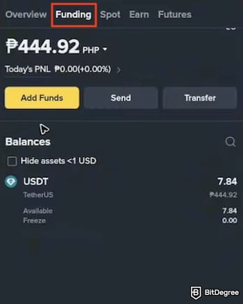 How to withdraw from Phantom Wallet: the [Funding] tab on the Binance app.