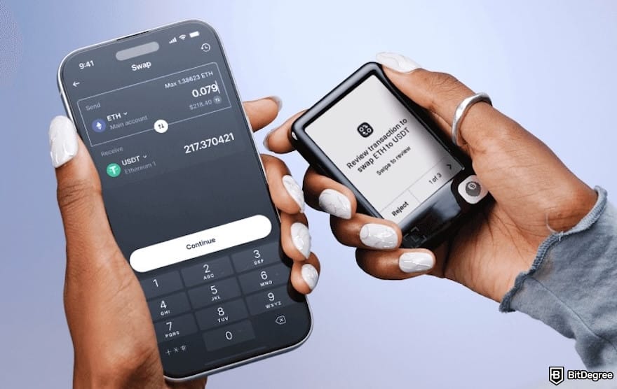 How to withdraw from Phantom Wallet: someone making a transaction on their Ledger Nano Gen5 and Ledger Wallet on a mobile phone. How to withdraw from Phantom Wallet: someone making a transaction on their Ledger Nano Gen5 and Ledger Wallet on a mobile phone.