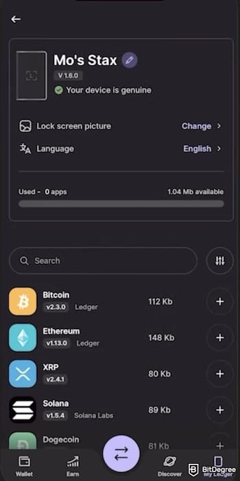How to withdraw from Phantom Wallet: the [My Ledger] interface.