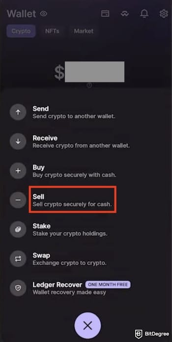 How to withdraw from Phantom Wallet: the [Sell] button on Ledger Live.