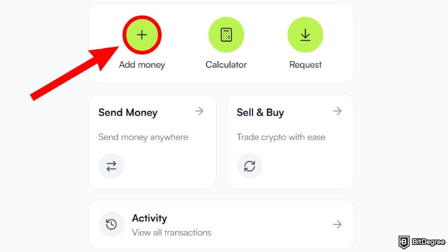 How to withdraw money from Binance in India: click on the [Add Money] button.